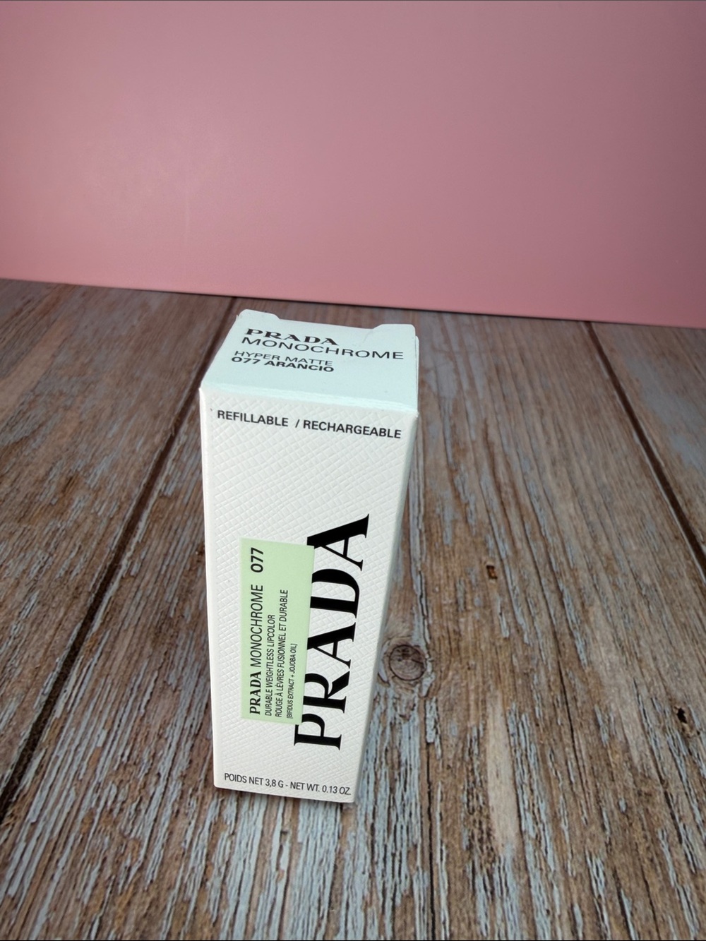 Prada Monochrome Refillable Women lipstick in Hyper Matte 077 Arancio